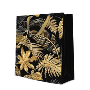 Geschenktasche groß - Gold Leaves 26,5x13x33,5 cm